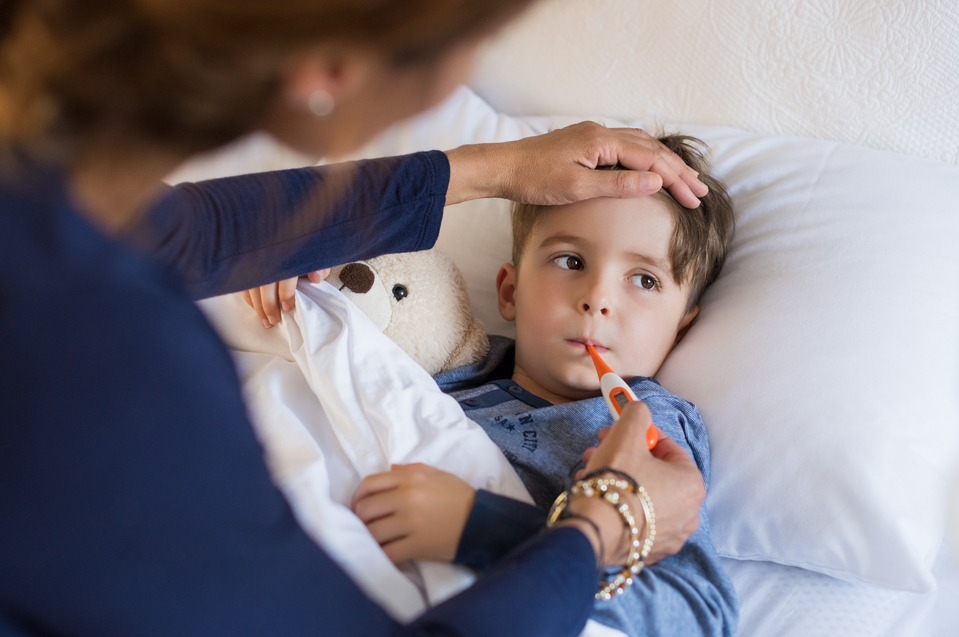 Niño con gripa